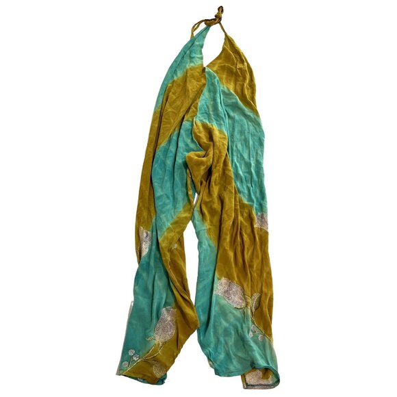 Sun Child V-Neck Halter Jumpsuit in Blue Yellow - Picture 1 of 5